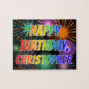 Puzzle Prénom "CHRISTOPHER", Amusant "HEUREUX ANNIVERSAIR