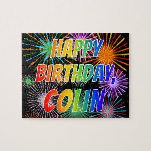 Puzzle Prénom "COLIN", Amusant "HEUREUX ANNIVERSAIRE"