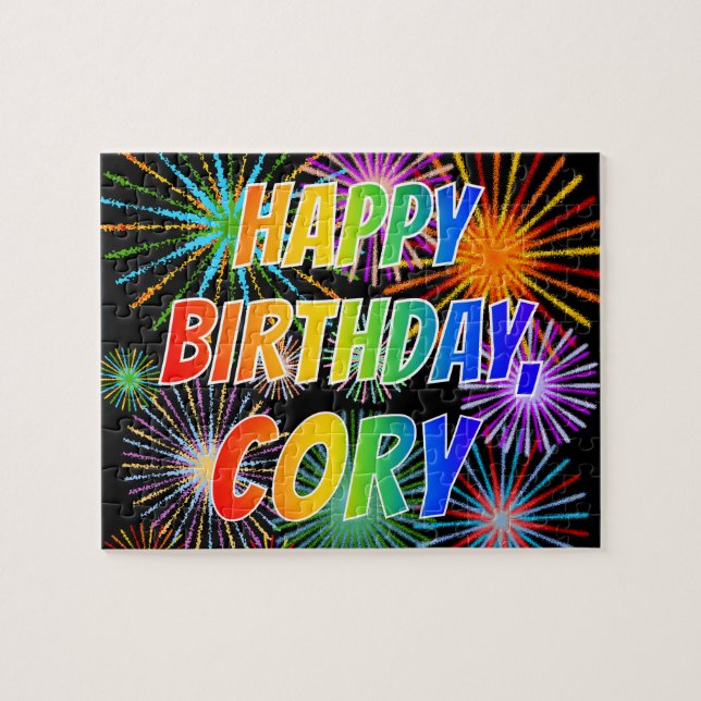 Puzzle Prénom "CORY", amusant "HEUREUX ANNIVERSAIRE" (Horizontal)