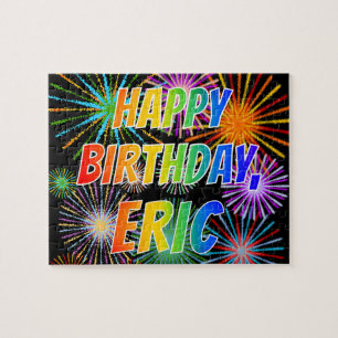 Puzzle Prénom "ERIC", Fun "HEUREUX ANNIVERSAIRE"