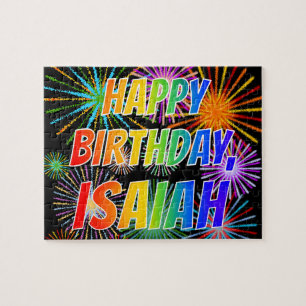 Puzzle Prénom "ISAIAH", Amusant "HEUREUX ANNIVERSAIRE"