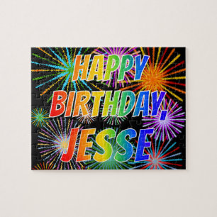 Puzzle Prénom "JESSE", Fun "HEUREUX ANNIVERSAIRE"