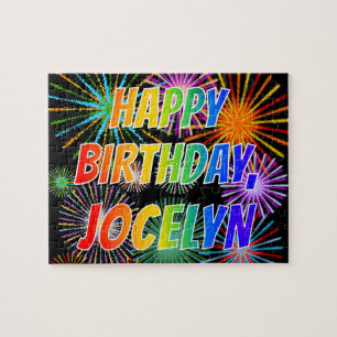 Puzzle Prénom "JOCELYN", Amusant "HEUREUX ANNIVERSAIRE"