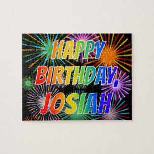 Puzzle Prénom "JOSIAH", Amusant "HEUREUX ANNIVERSAIRE"