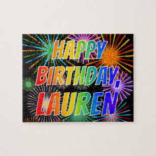 Puzzle Prénom "LAUREN", Amusant "HEUREUX ANNIVERSAIRE"