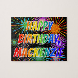 Puzzle Prénom "MACKENZIE", Amusant "HEUREUX ANNIVERSAIRE"