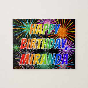 Puzzle Prénom "MIRANDA", Amusant "HEUREUX ANNIVERSAIRE"