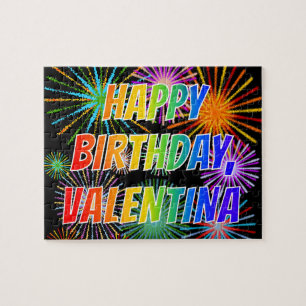 Puzzle Prénom "VALENTINA", amusant "HEUREUX ANNIVERSAIRE"