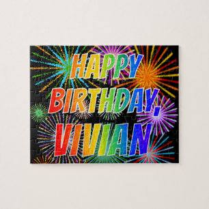Puzzle Prénom "VIVIAN", Amusant "HEUREUX ANNIVERSAIRE"