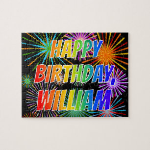 Puzzle Prénom "WILLIAM", Amusant "HEUREUX ANNIVERSAIRE"