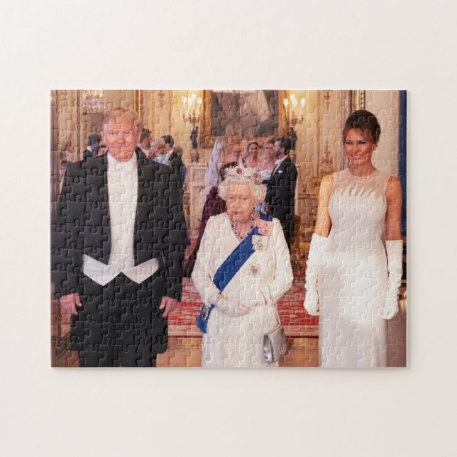 Puzzle Prés et 1ère dame Trump avec la reine Elizabeth II (Horizontal)