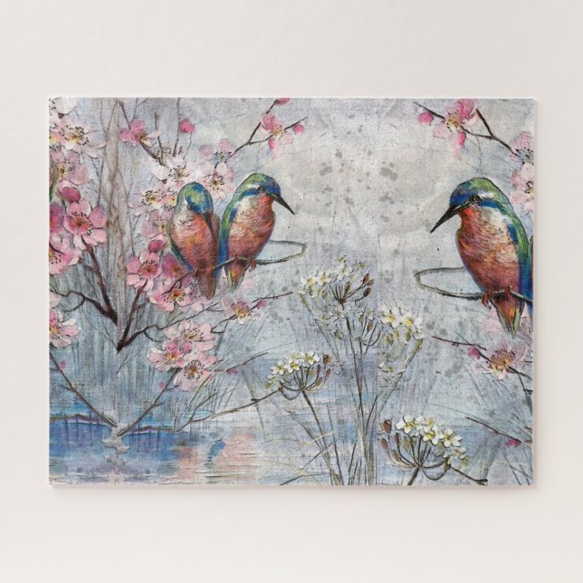 Puzzle Pretty Painted Kingfish and Flowers (Horizontal)