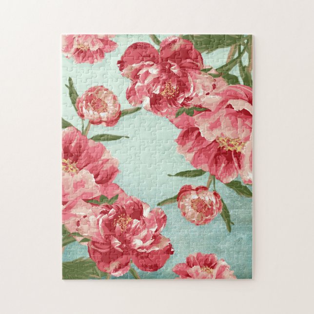 Puzzle Pretty Retro Flower Chintz Peonies (Vertical)