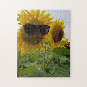 Puzzle Pretty Sunflower Wearing Sunglasses