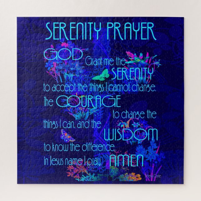 Puzzle Prière de sérénité en bleu (Vertical)