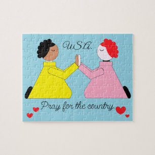Puzzle Priez pour le pays et les cœurs : Bleu clair