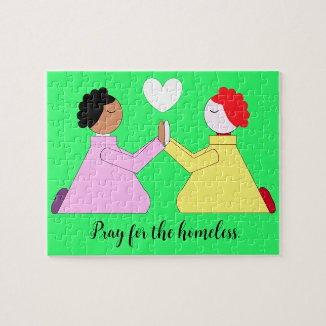 Puzzle Priez pour les SDF- Vert & Coeur (Horizontal)