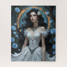 Princesse Imaginaire avec Roses Bleus et Halo Fier