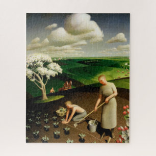 Puzzle Printemps dans le pays par Grant Wood