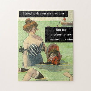 Puzzle Problème avec la belle-mère nage Vintage de plage
