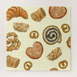 Puzzle Produits de boulangerie : Motif Vintage sans soudu