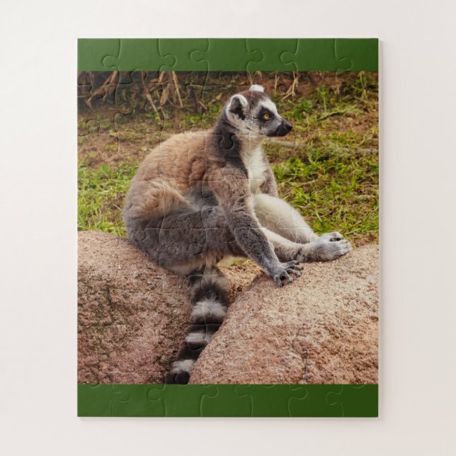 Puzzle profil d'un lémur de Madagascar sur (Vertical)