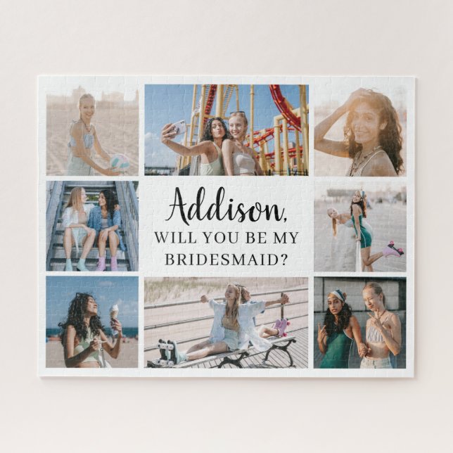Puzzle Projet de Bridesmaid de Collage de 8 Photo Moderne (Horizontal)