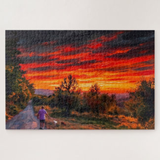 Puzzle Promenade au coucher du soleil en Ombrie : Édition