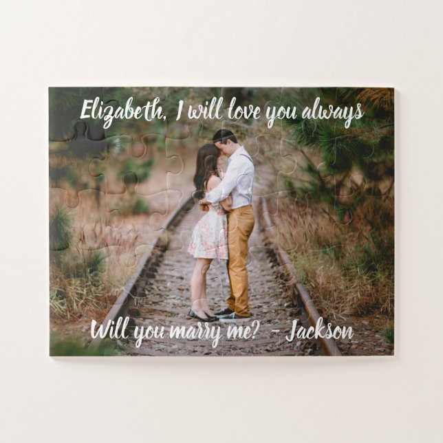 Puzzle Proposition de mariage Marier moi Photo White Scri (Horizontal)