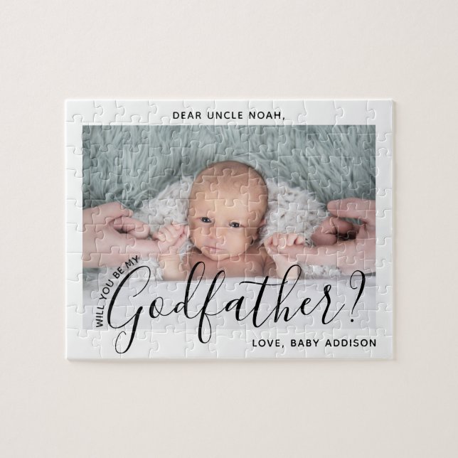 Puzzle Proposition de parrain Simple Script moderne Photo (Horizontal)