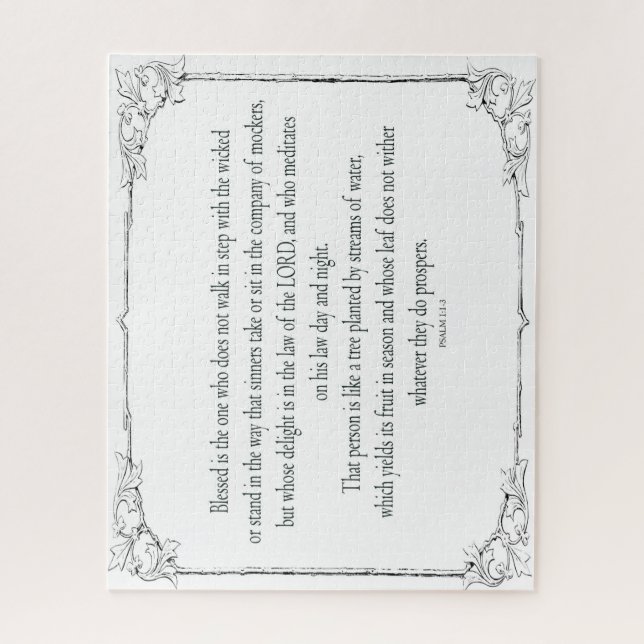 Puzzle Psaume 1 Art - Bienheureux Juif avec Design Floral (Vertical)