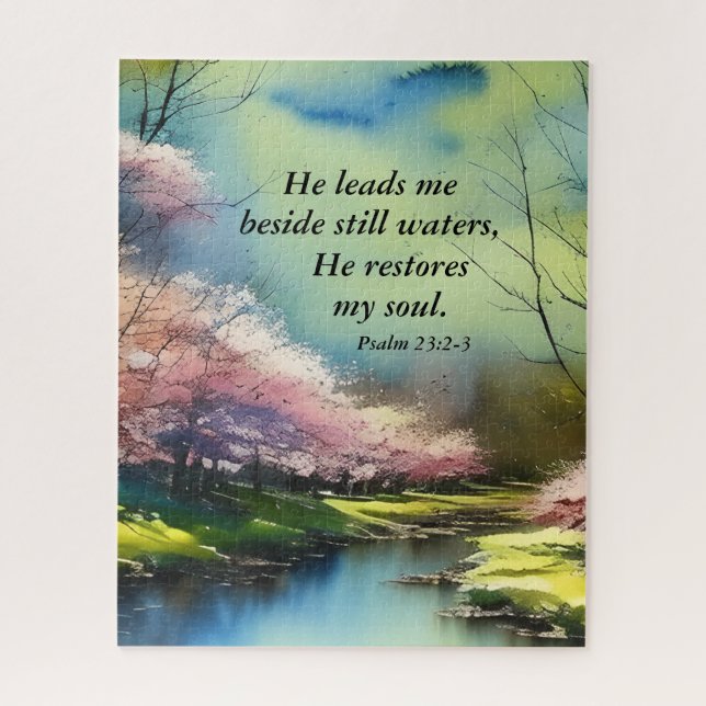 Puzzle Psaume 23:2-3 Il restaure mon âme Bible Verse (Vertical)