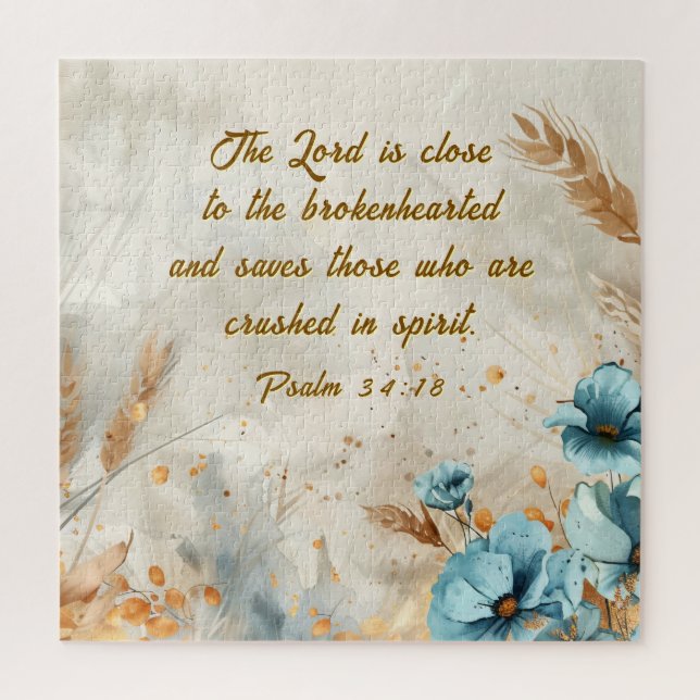 Puzzle Psaume 34:18 Le Seigneur est proche de la Bible au (Vertical)