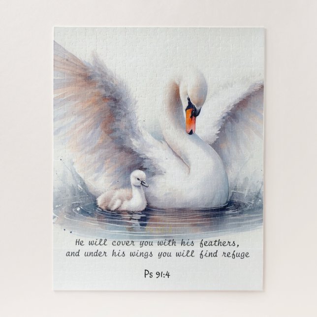 Puzzle Psaume 91:4 Ailes Protection de Dieu Bible Écritur (Vertical)