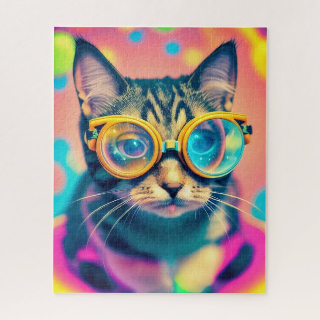 Puzzle Psychédélique Acide Trip Kitty Chat (Vertical)
