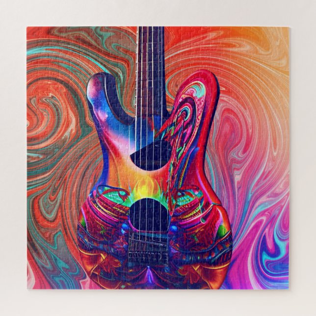 Puzzle Psychédélique Electrique Acoustique Semi Guitares  (Vertical)