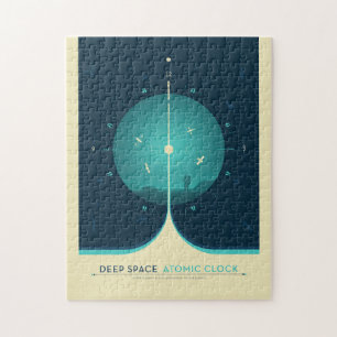 Puzzle Publicité Sci-Fi, horloge atomique bleue, espace p