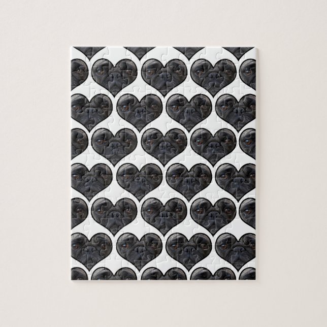 Puzzle Pug Hearts (Vertical)