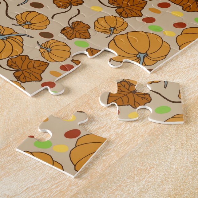 Puzzle Pumpkins leaves candy text Happy thanksgiving (Côté)