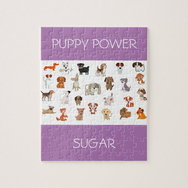 Puzzle "PUPPY POWER" avec nom personnalisé du chio (Vertical)
