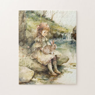 Puzzle Puzzle-Girl avec lapin