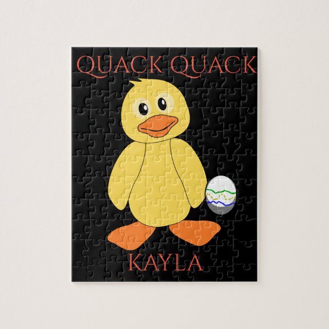 Puzzle Puzzle"Quack Quack avec canard et oeuf. Nom de l'e (Vertical)