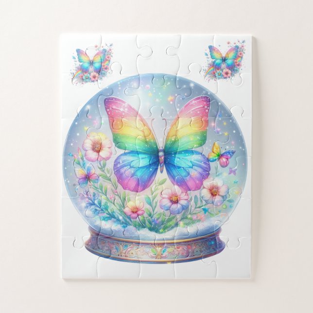 Puzzle Puzzle-Rainbow Glitter Butterfly & Flower  (Vertical)