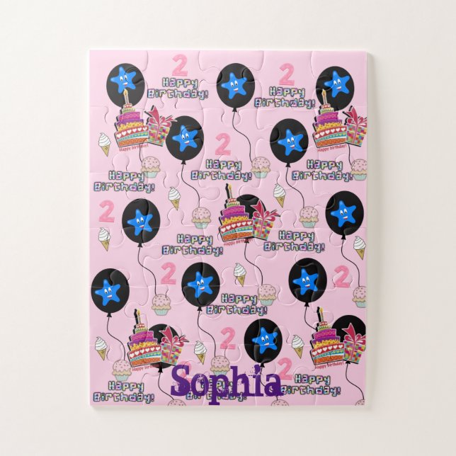 Puzzle Puzzles, Joyeux Anniversaire, #2e Rose (Vertical)