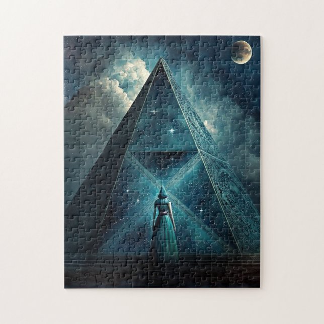Puzzle Pyramide Bleue Surréaliste Art Visionnaire (Vertical)