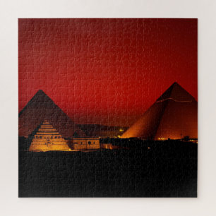 Puzzle Pyramides au coucher de soleil rouge