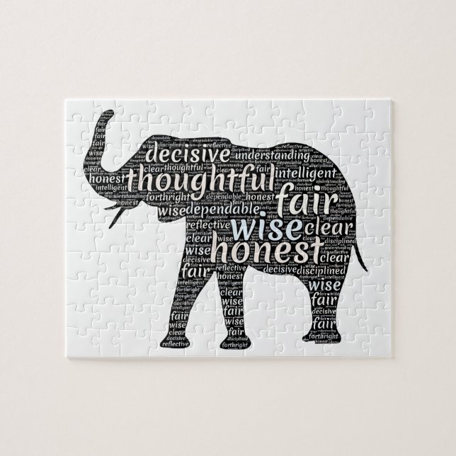 Puzzle Qualités d'un nuage de mots d'éléphant (Horizontal)