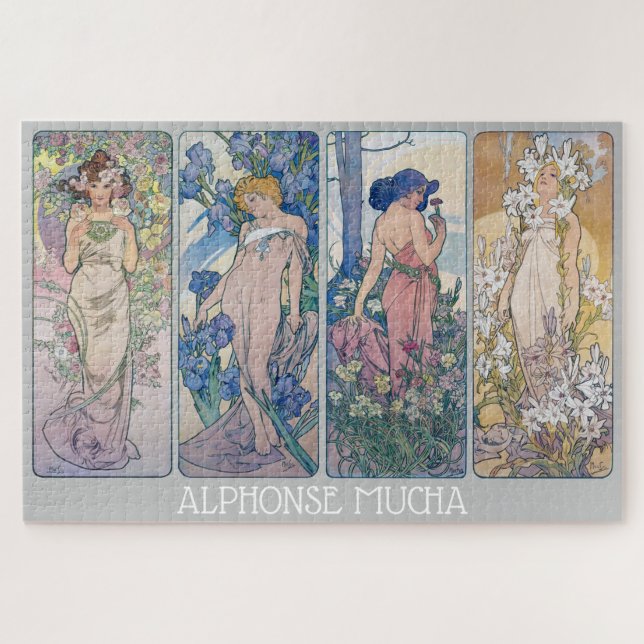 Puzzle Quatre fleurs, Alphonse Mucha (Horizontal)