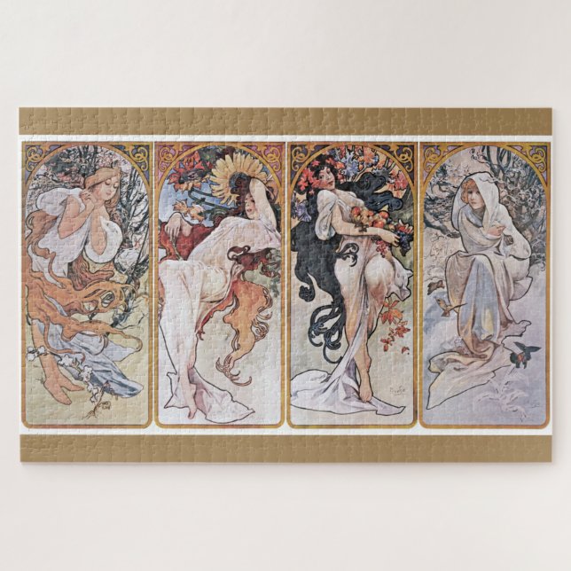 Puzzle Quatre saisons, Alphonse Mucha (Horizontal)