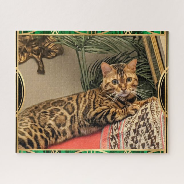 Puzzle Queen Luna Bengal Chat en Art Déco (Horizontal)